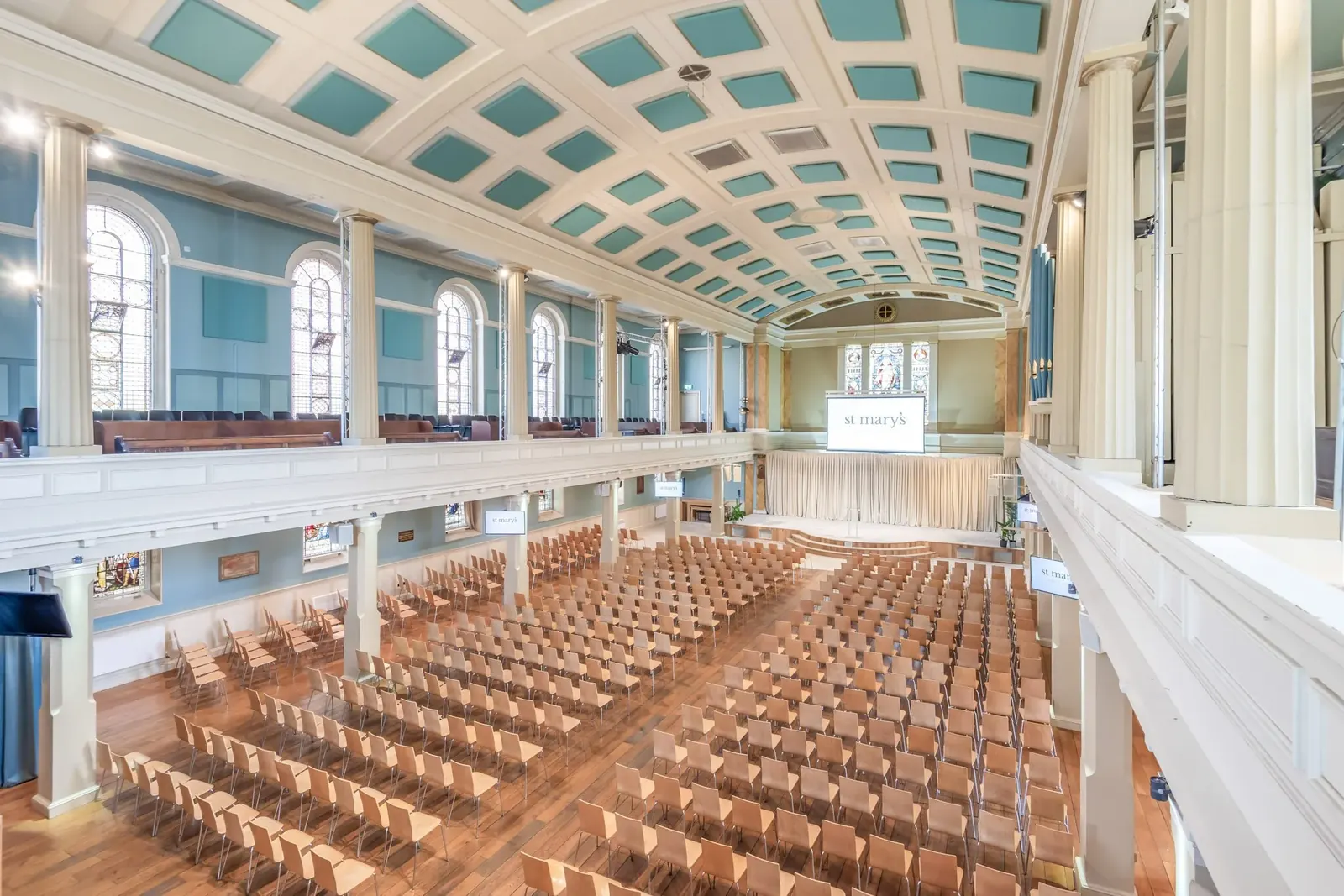 The Great Hall at St Mary's Marylebone, set for conference