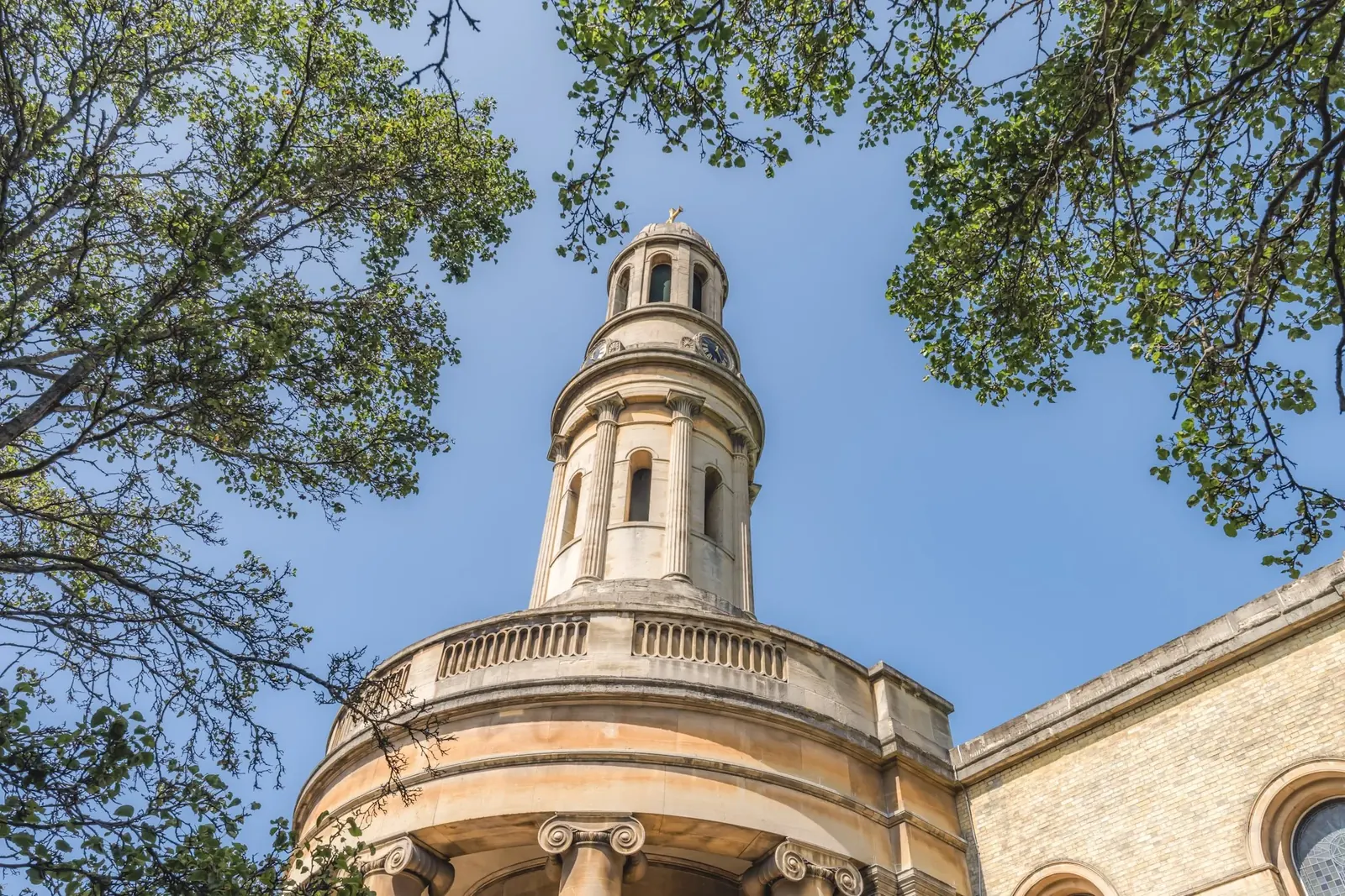 The tower of St Mary's Marylebone